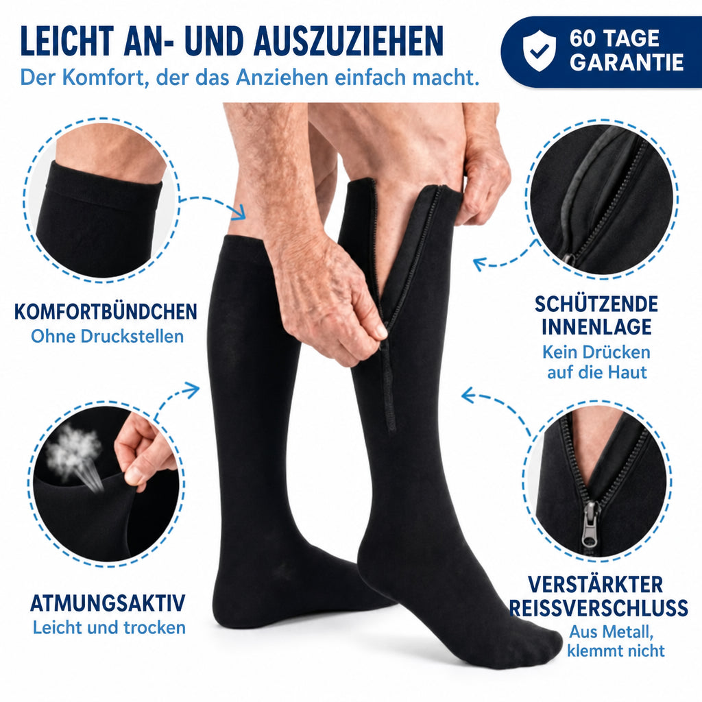 Kompressionsstrümpfe mit Reißverschluss